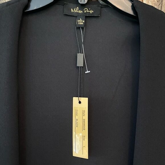 Melissa Paige Sz L NWT Black Open Metal Zipper Moto Music Concert High Lo Vest - Picture 3 of 7